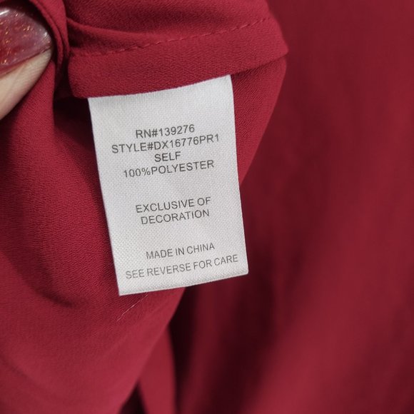 Daniel Raine maroon chiffon Short Sleeve Shirt| Size 2X - Picture 7 of 9